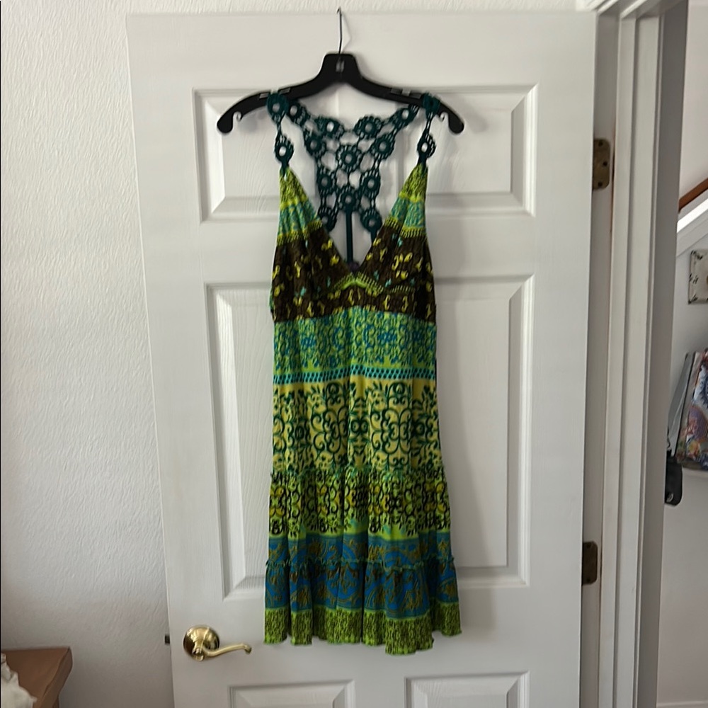 Hale Bob Green and Blue Pleated Sundress